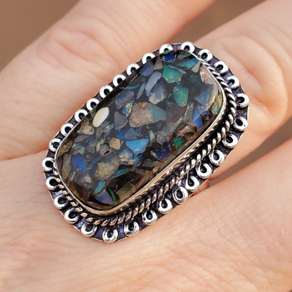 New Copper Ethiopian Opal 925 Silver Ring. - Picture 8 of 16
